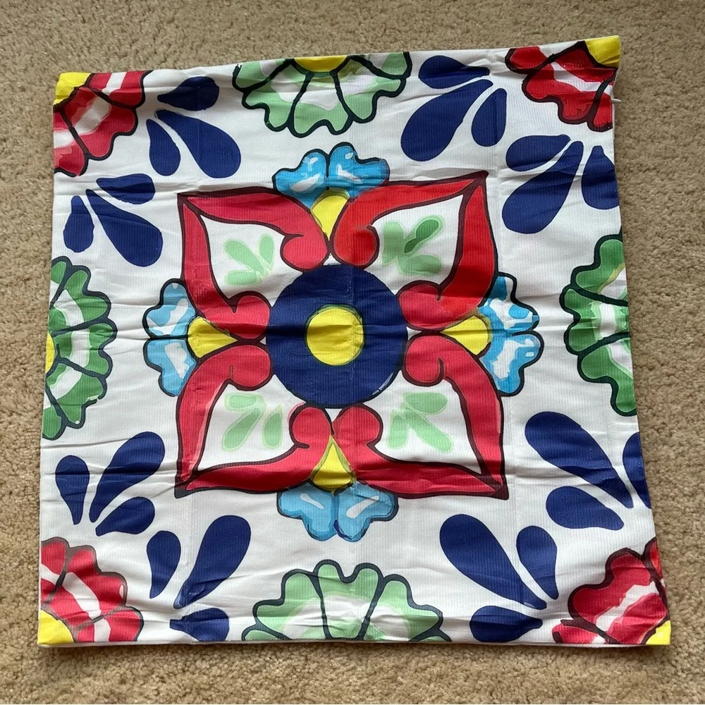 NEW Spanish Talavera Pillow Cover (1) - 18”x18” - Polyester - No Pillow Insert